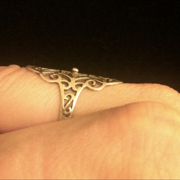 6 3/4 Silver Scroll Ring Vintage Art Nouveau - Picture 4 of 8